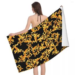 Towel Luxury European Floral Seamless Golden Beach Personalised Baroque Art Soft Linen Microfiber Bath Towels