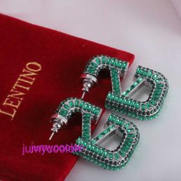 AAvaleno Top Edition Designer Delicate Earring Green Stone Rhinestone Earrings Material Design Highend Silver Needle Earrings and Earrings for Women