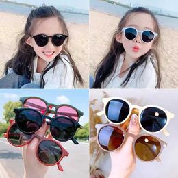 Sunglasses 2023 New Fashion Childrens Sunglasses Baby Retro Solid Colour Ultra UV Anti Round Glasses Childrens Sunglasses d240514