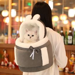 Cat Carriers Warm Pet Carrier Bag Plush Transport Backpack Cute Portable Small Dog Chest Pack Puppy Transportation Cats Travel Basket