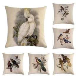 Pillow High Quality Invisible Zipper Linen Parrot Lovely Birds Sofa Decor Amusing Cover/pillow Cover
