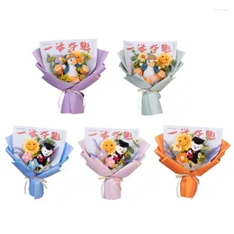 Decorative Flowers Crochet Bouquets With String Light And Gift Bag For Christmas Graduation