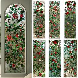 Window Stickers European Style Retro Glass Partition Wall Imitation Color Painting Art Film Translucent Opaque Paper Stained