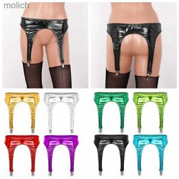 Garters Sexy Womens Punk Gothic Metal Clip Latex Elastic garter Belt Waist Sling Belt Socks Underwear Carnival WX