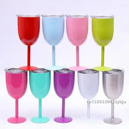 Mugs 25pcs 10oz Wine Glasses Double Wall Stainless Steel Insulated Metal Goblet Red Glass Cups 10 Oz Tumbler Novelty