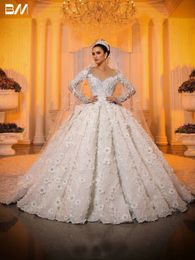 Apliques de casamento de pescoço de renda lindos Cristais vestidos de noiva vestidos no chão vestidos de noiva vestidos de novia