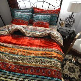 Bedding Sets High Quality Bohemian Ethnic Style Pure Cotton Set 4pcs Brushed Printing Duvet Cover Geometric Bed Linen