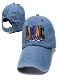 LIVING single denim Mens womens Baseball Cap Designer Hat Fitted Caps Street Casquette Unisex Adjustable Dome with Letter Embroide9342706