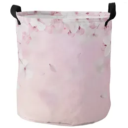 Laundry Bags Spring Flower Peach Blossom Pink Cherry Blossoms Foldable Basket Large Capacity Waterproof Organizer Kid Toy Storage Bag