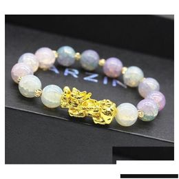 Beaded Beaded Natural Stone Agate Beads Strands Bracelet Chinese Pixiu Lucky Brave Troops Charms Feng Shui Jewelry For Women Drop Deli Dhytn