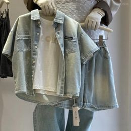 Clothing Sets Wholesale 2024 Summer Baby Two-piece Set Western Style Pocket Denim Short Sleeve Shirt And Shorts