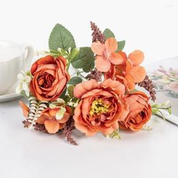Decorative Flowers 1Pc Silk Artificial Hydrangea Peony Wedding Party Bridal Bouquet Home Arch Diy Gift Christmas Wreath
