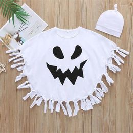 Clothing Sets Toddler Kids Baby Halloween Cosplay Costume White Cloak Tassels Batwings Poncho Cape With Beanie Hat Novelty Oufits 2-6