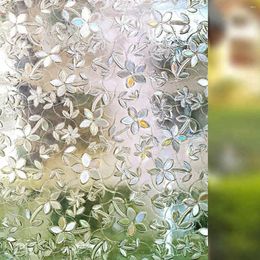 Window Stickers 45cm/90cm 100cm Opaque Glass Film Privacy Adhesive Films Home Decor Bathroom Glas Flower Pattern