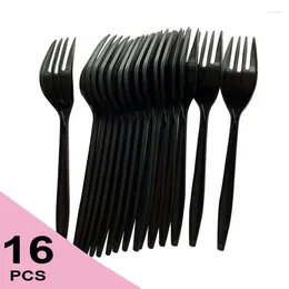 Disposable Flatware 16pcs Per Pack Black PP Plastic Utensils Knife Spoon Fork Halloween Tableware Cutlery Birthday BBQ Party Supplies