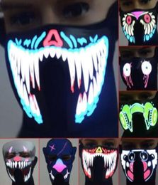 61 Styles EL Mask Flash LED Music Mask With Sound Active for Dancing Riding Skating Party Voice Control Mask Party Masks CCA10520 7975260