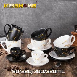Mugs 80/220/300/320ml Nordic Marble High-Grade Ceramic Coffee Cup Set Luxury Simple Espresso Cups European Style Cappuccino Latte Mug