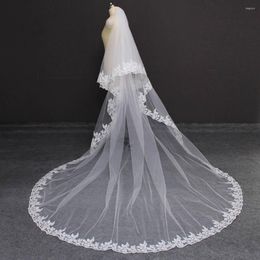 Bridal Veils Lace Cathedral 2 Layers Wedding Veil 3 Meters 2T Cover Face With Comb Blusher Accessories 2559