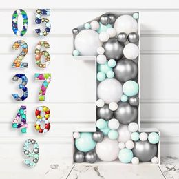 7393cm Giant Number Mosaic Balloon Frame Birthday Balloon Filling Box Birthday Party Decorations Kids Anniversary Wedding Decor 240513