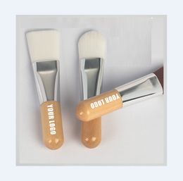 Custom logo short wooden cosmetic clay applicator hair facial masking brushes