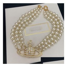 Chokers Designer Necklace Luxury Women Fashion Jewellery Metal Pearl Gold Exquisite Accessories Festive Drop Delivery Necklaces Pendants Dhplx