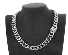 Heavy 15mm 24 Inch Silver Large Stainless Steel Cuban Curb Link Chain Necklace For Mens HipHop Jewelry6800179