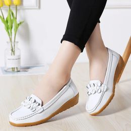 Casual Shoes Genuine Leather Women Flats Loafers Spring Woman Female Slip-on Walking Tenis