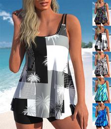 Women's Swimwear Fashionable And Breathable Summer White Dandelion Print Off The Shoulder Sexy Vacation Vest Pants Swimsuit S-6XL