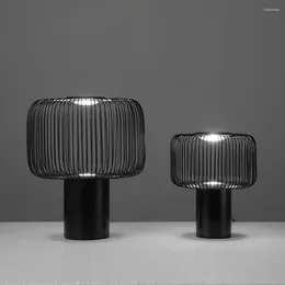 Table Lamps Italian Designer Marble Lamp Modern Black Iron Paint Cage Art Design LED Lighting For Living Room Decoration Desk