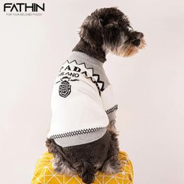 Dog Apparel FATHIN Autumn Winter Pet Sweater White Design Clothing Suitable For Small And Medium-sized Dogs Cats