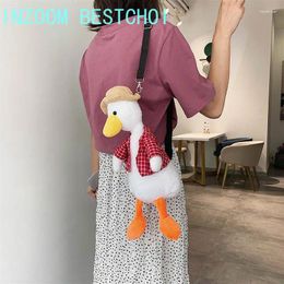 Bag Cute Duck Doll Cartoon Crossbody Chest Women's Single Plush Multi-function Mobile Phone Korean Version 2024