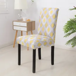 Chair Covers Yellow Geometric Print Cover Stretch For Kitchen Stools Elastic Chairs Slipcover Home Wedding Decoration Accessories