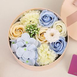 Decorative Flowers Gift Box Bouquet Flower Round Soap Roses Valentine's Day Small Artificial
