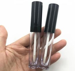 Whole 7ml Round Black Lip Gloss Tube Bottle Empty Lipgloss Tubes with Box and Logo Plastic Cosmetic Packaging Lipblam Lipstick4185371