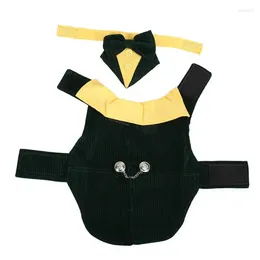 Dog Apparel Bow Tie Suit Dark Green Soft Comfortable For Small Dogs Party