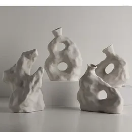 Vases Creative Irregular Shapes Ceramic Flowers Vase Abstract Artwork Flower Pots Decorative Modern Decor Arrangement