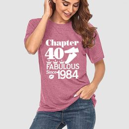 Women's T Shirts Ladies Short Sleeve T-Shirts 40th Birthday Gift For Women Vintage Letter Print Casual Shirt Retro Party Tops Summer Blouses