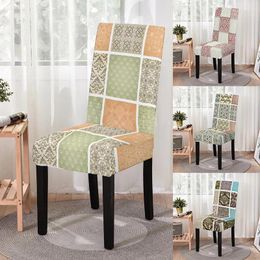 Chair Covers Elastic Dining Room Cover Plaid Flower Print Spandex Strech Seat Kitchen Stools Home El Decoration Accessories
