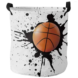 Laundry Bags Ink Splash Basketball Sport Dirty Basket Foldable Waterproof Home Organizer Clothing Children Toy Storage