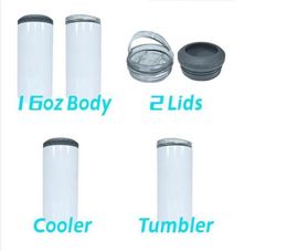 4 in 1 16oz Sublimation Can Cooler Straight Tumbler Stainless Steel Insulator Vacuum Insulated Bottle Cold Insulation fy5147 sxm245181490