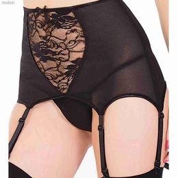 Garters Womens lace embroidered underwear socks sexy solid transparent underwear suspender with long socks latex underwear WX