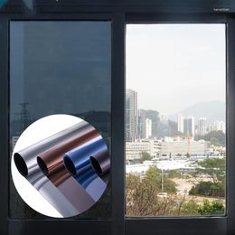 Window Stickers 45/60cmx200cm PET Energy Saving Solar Film One Way Privacy Heat Control Anti UV Decorative Foil Static Cling Stained