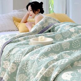 Blankets Pure Cotton Summer Towel Quilt For Bed Couch Office Nap Air Conditioning Thin Blanket Three Layers Of Gauze Bedspread