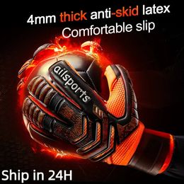 Kids Men Professional Soccer Goalkeeper Gloves 4mm Latex With Finger Protection Children Adults Football Goalie Protector 240513