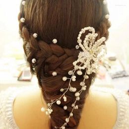 Hair Clips Crystal Pearl Flower Headband Hairband Tiara For Women Bride Rhinestone Bridal Wedding Accessories Jewellery Band