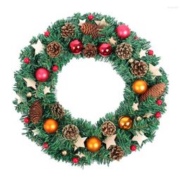 Decorative Flowers Creative Christmas Wreath Wooden Card Star Light Mall El Window Decoration Door Hanging