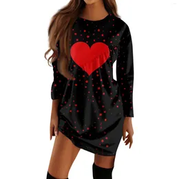 Casual Dresses Woman Clothing Elegant Above Knee Winter Dress Women 2024 O-Neck Short Sleeves Valentine'S Day Frocks For Girls Vestidos