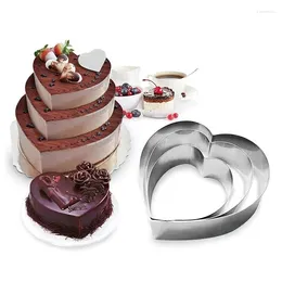 Baking Moulds 3pcs 6/8/10in Mould Heart Circle Square Stainless Steel Mousse Cake Ring Cookie Cutter Biscuit DIY Mold Fondant Tool