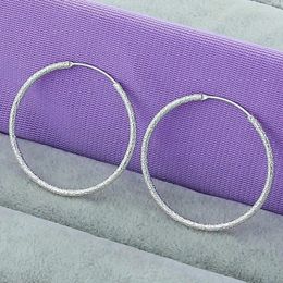 Hoop Earrings CHUANGCHENG 925 Sterling Silver Matte Round Circle Stud For Women Wedding Party Gift Accessories Fashion Jewellery