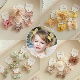Hair Accessories 10 pieces/batch Sweet Hair Bow Hair Tie with Flower Girl Mini Baby Basic Childrens Hair Accessories d240513